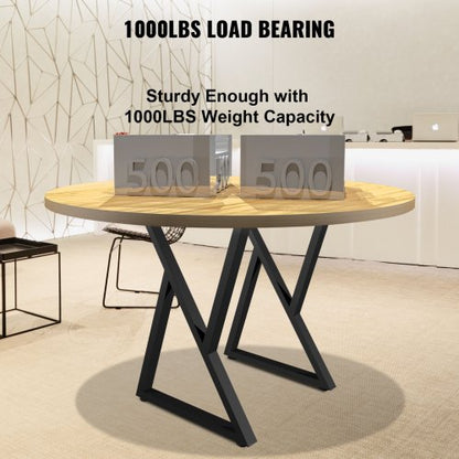 Heavy Duty Metal Table Legs, Z Shape Desk Legs Set, Matte Finish Wrought Iron for DIY Dining Table, Bench, Office