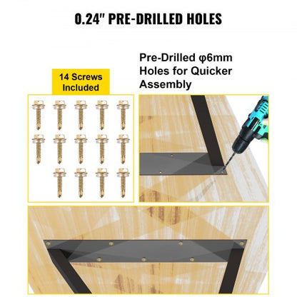 Heavy Duty Metal Table Legs, Z Shape Desk Legs Set, Matte Finish Wrought Iron for DIY Dining Table, Bench, Office