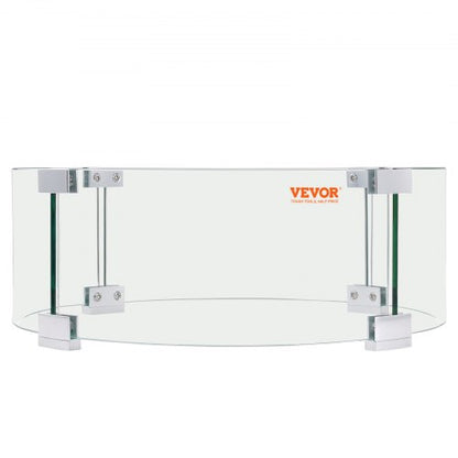 Fire Pit Wind Guard, Tempered Glass Flame Shield with Aluminum Feet for Outdoor Gas & Propane Fire Tables