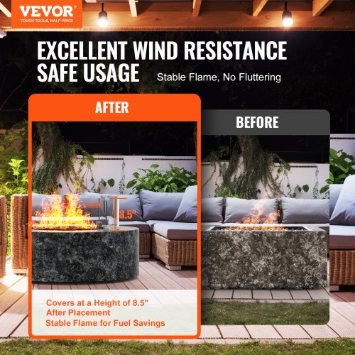 Fire Pit Wind Guard, Tempered Glass Flame Shield with Aluminum Feet for Outdoor Gas & Propane Fire Tables