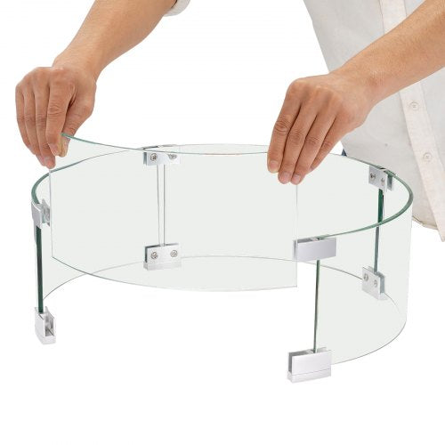 Fire Pit Wind Guard, Tempered Glass Flame Shield with Aluminum Feet for Outdoor Gas & Propane Fire Tables