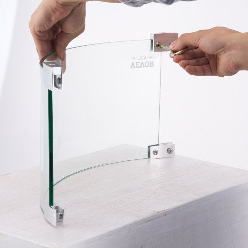Fire Pit Wind Guard, Tempered Glass Flame Shield with Aluminum Feet for Outdoor Gas & Propane Fire Tables