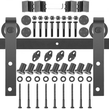 Sliding Barn Door Hardware Kit, Heavy-Duty 330LBS Double Barn Door Kit with Carbon Steel Track Thick & Wide Doors
