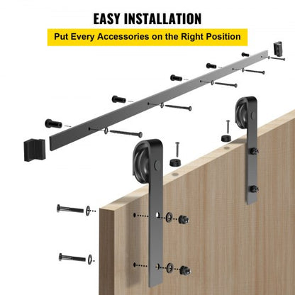Sliding Barn Door Hardware Kit, Heavy-Duty 330LBS Double Barn Door Kit with Carbon Steel Track Thick & Wide Doors
