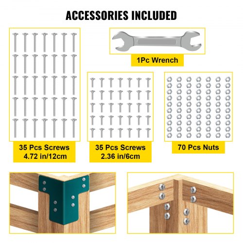 Heavy-Duty Workbench Corner Brackets Kit, Steel Table Frame Connectors w/ Bolts, Right Angle Shop Table
