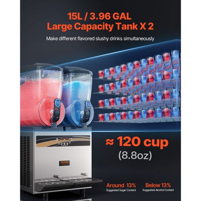 Commercial Margarita Maker, Slushie Machine, Frozen Smoothie Drink Machine for Supermarkets, Cafes, bars