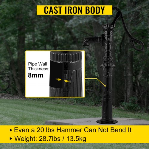 Antique Hand Water Pump Stand, Cast Iron Old Fashion Pitcher Pump Stand with Pre-Drilled, Holes for Yard, Garden