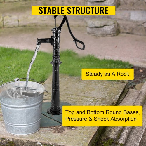 Antique Hand Water Pump Stand, Cast Iron Old Fashion Pitcher Pump Stand with Pre-Drilled, Holes for Yard, Garden