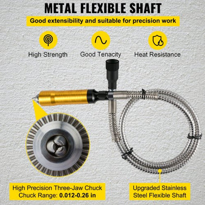 Flex Shaft Rotary Grinder Tool Kit, Hanging Grinding Machine with Jaw Chuck, Foot Pedal & Accessories