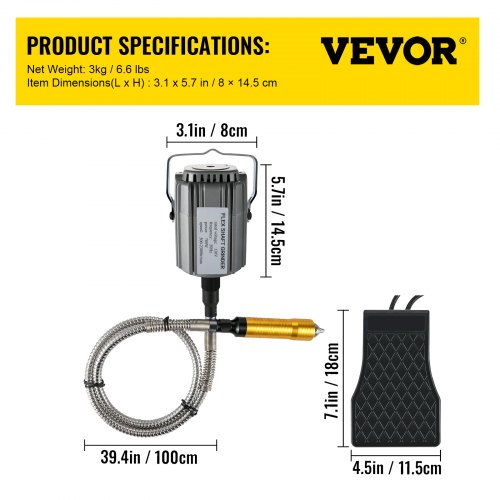 Flex Shaft Rotary Grinder Tool Kit, Hanging Grinding Machine with Jaw Chuck, Foot Pedal & Accessories