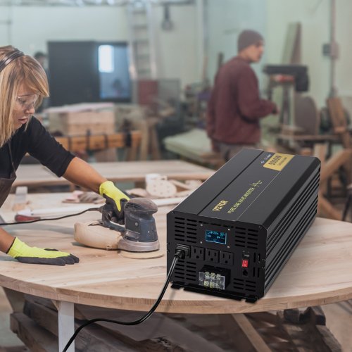 Pure Sine Wave Inverter AC, Car Power Converter with LCD, USB, Remote Control for RV, Truck, Home, Solar Backup