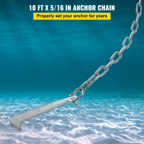 Anchor Chain for Boats, Stainless Steel Chain with Shackles, 7120lbs Anchor Lead Chain Breaking Load