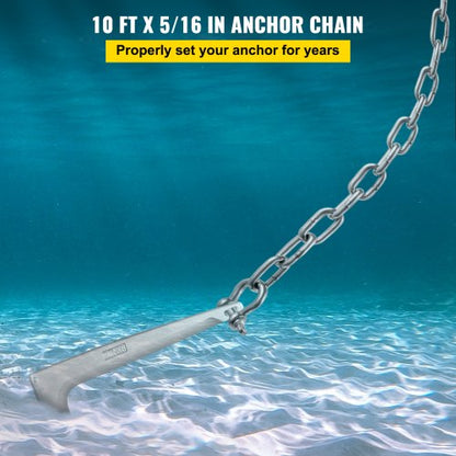 Anchor Chain for Boats, Stainless Steel Chain with Shackles, 7120lbs Anchor Lead Chain Breaking Load