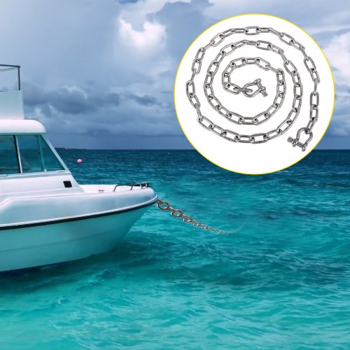 Anchor Chain for Boats, Stainless Steel Chain with Shackles, 7120lbs Anchor Lead Chain Breaking Load