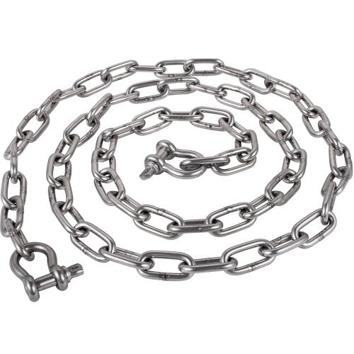 Anchor Chain for Boats, Stainless Steel Chain with Shackles, 7120lbs Anchor Lead Chain Breaking Load