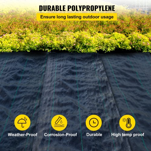 Heavy Duty Woven Weed Control Fabric, Premium Weed Barrier with High Permeability, Ideal for Flower Beds