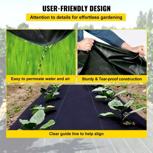 Heavy Duty Woven Weed Control Fabric, Premium Weed Barrier with High Permeability, Ideal for Flower Beds