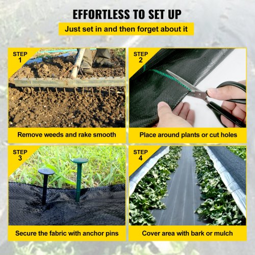 Heavy Duty Woven Weed Control Fabric, Premium Weed Barrier with High Permeability, Ideal for Flower Beds
