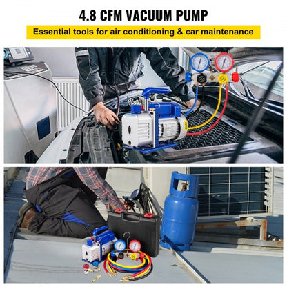 Vacuum Pump HP Single Stage HVAC AC Refrigeration Kit With Manifold Gauge Set For AC Systems PA Ult 2