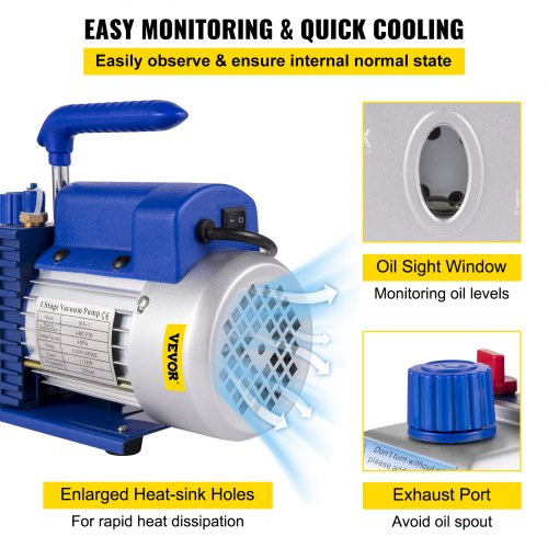 Vacuum Pump HP Single Stage HVAC AC Refrigeration Kit With Manifold Gauge Set For AC Systems PA Ult 6