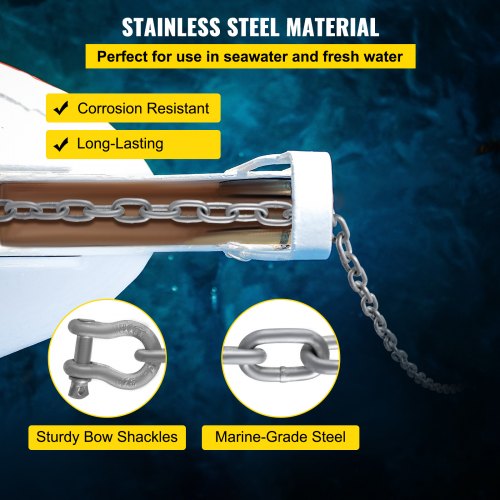 HeavyDuty 38 Galvanized Anchor Chain For Boats 11650lbs Lead Chain  9460lbs Shackle Break Load 4