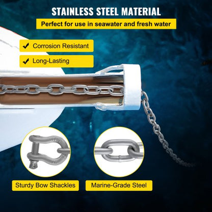 HeavyDuty 38 Galvanized Anchor Chain For Boats 11650lbs Lead Chain  9460lbs Shackle Break Load 4