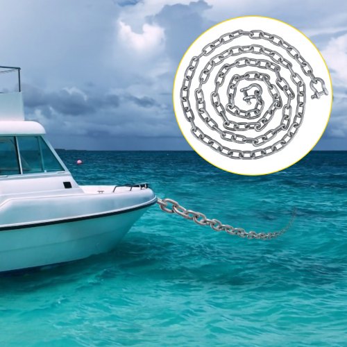 Heavy-Duty 3/8" Galvanized Anchor Chain for Boats, 11650lbs Lead Chain & 9460lbs Shackle Break Load