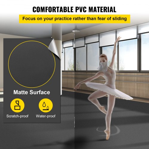 Portable Dance Floor Mat 006in Thick NonSlip PVC Vinyl For Ballet Jazz  Hip Hop  Reversible BlackGr 3