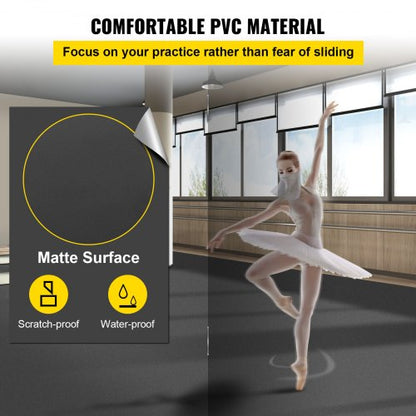 Portable Dance Floor Mat 006in Thick NonSlip PVC Vinyl For Ballet Jazz  Hip Hop  Reversible BlackGr 3