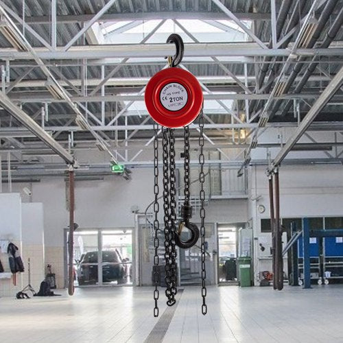 2-Ton Manual Chain Hoist, 7ft Lift Industrial-Grade Steel Hand Chain Block for Workshop & Transport (Red)