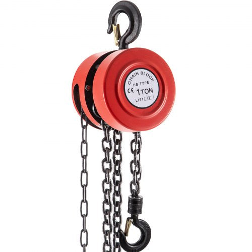 1 Ton Manual Chain Hoist, Industrial-Grade Steel Construction for Workshop & Transport (7ft Lift, Red)