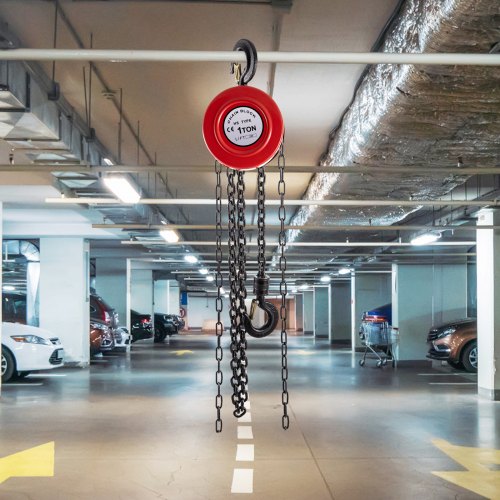 1 Ton Manual Chain Hoist IndustrialGrade Steel Construction For Workshop  Transport 7ft Lift Red 1