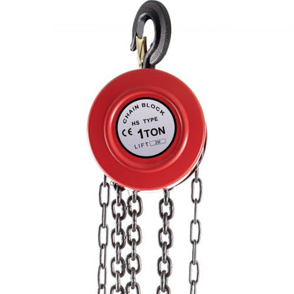 1 Ton Manual Chain Hoist IndustrialGrade Steel Construction For Workshop  Transport 7ft Lift Red 9
