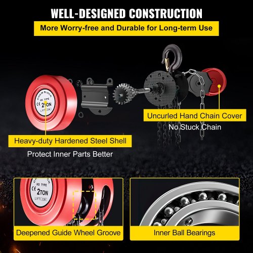 2Ton Manual Hoist WIndustrialGrade Steel Construction HeavyDuty Lifting For Transport Workshop  Ind 6