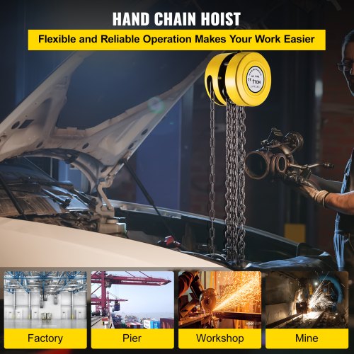 1Ton Manual Hand Chain Block HeavyDuty 20ft6m Lift WSteel Construction For Industrial Transport  Wo 2