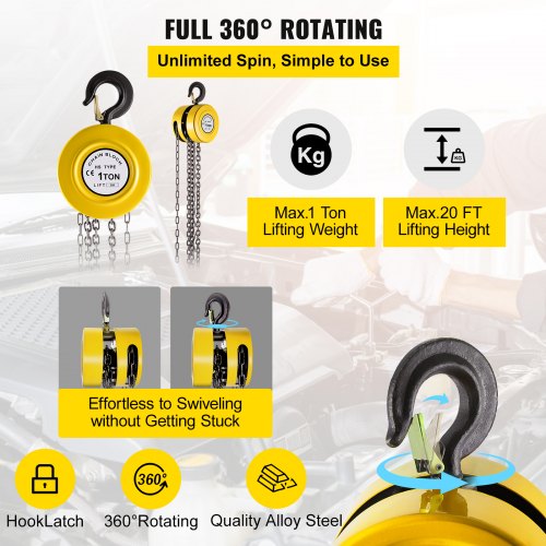 1Ton Manual Hand Chain Block HeavyDuty 20ft6m Lift WSteel Construction For Industrial Transport  Wo 3