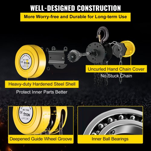 1Ton Manual Hand Chain Block HeavyDuty 20ft6m Lift WSteel Construction For Industrial Transport  Wo 6