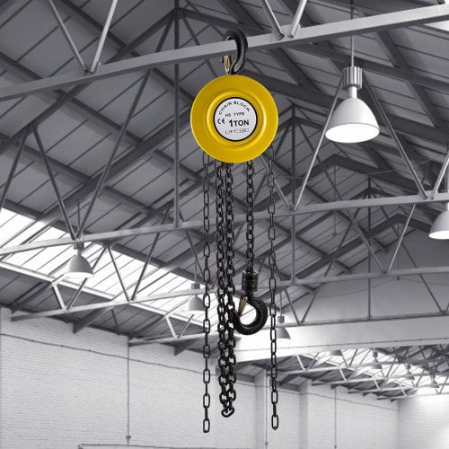 Manual Chain Hoist, 1-Ton Capacity, 15 ft Lift, Industrial-Grade Steel Construction for Transport & Workshop (Yellow)
