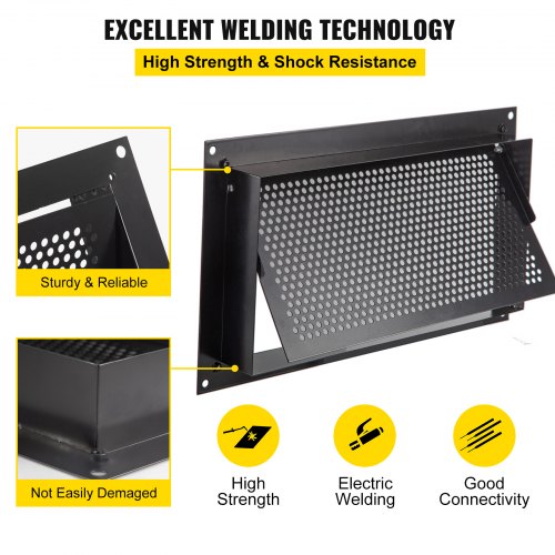 Black WallMounted Foundation Flood Vent 8x16x2 Hydrostatic Pressure Relief For Crawl Spaces Garages 5