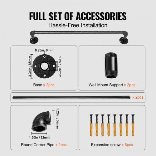 Round Corner Wall Handrailings HeavyDuty 440LBS Carbon Steel Pipe Handrail For Secure Stair Support 2