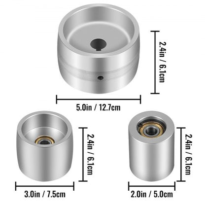 Professional 5" Drive Wheel Set for Belt Grinder, CNC-Machined Aluminum Crowned Wheel (0.94" Bore)
