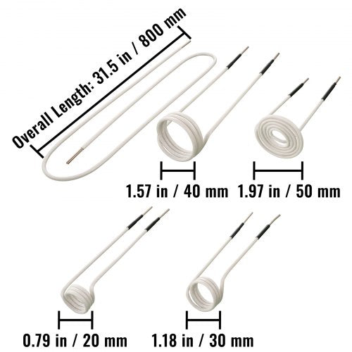 Induction Heater Coil Kit, Most Used Induction Heater Coils with Varying Lengths, Heat Resistant Tool for Rusty Bolts