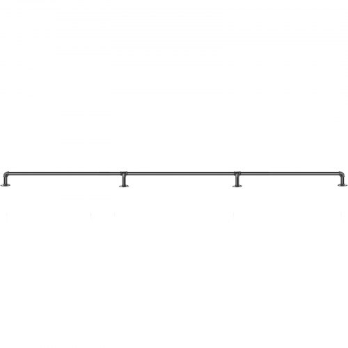 Industrial Staircase Handrail, Carbon Steel Pipe Railing with Wall Mount Support, 440LBS Capacity, Round Corner Wall