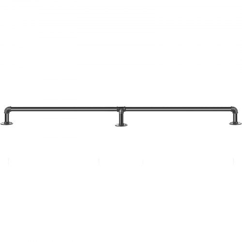 Industrial Pipe Stair Handrail, Carbon Steel Wall Mount Handrail for Indoor Outdoor Stairs, 440LBS Support, Round Corner
