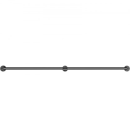 Industrial Pipe Stair Handrail, Carbon Steel Wall Mount Handrail for Indoor Outdoor Stairs, 440LBS Support, Round Corner