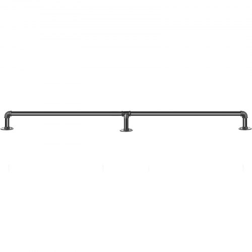 Industrial Pipe Stair Handrail, Carbon Steel Wall Mounted Handrail with 440LBS Capacity, Indoor & Outdoor Safety Railing