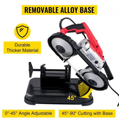 5 Inch Cutting Capacity Handheld Band Saw, 110V Variable Speed Portable Bandsaw with 10Amp Motor for Metal