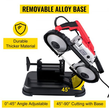 5 Inch Cutting Capacity Handheld Band Saw, 110V Variable Speed Portable Bandsaw with 10Amp Motor for Metal