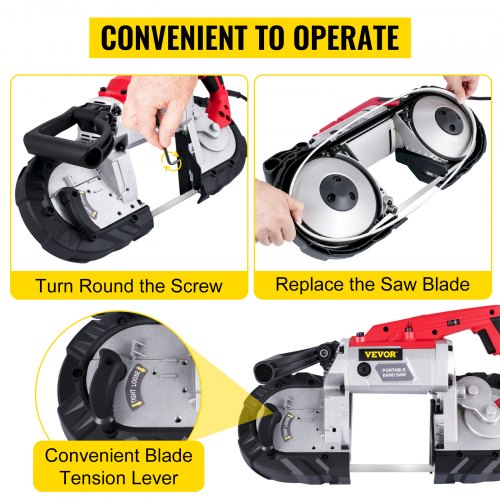 5 Inch Cutting Capacity Handheld Band Saw, 110V Variable Speed Portable Bandsaw with 10Amp Motor for Metal