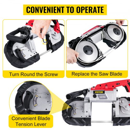 5 Inch Cutting Capacity Handheld Band Saw, 110V Variable Speed Portable Bandsaw with 10Amp Motor for Metal
